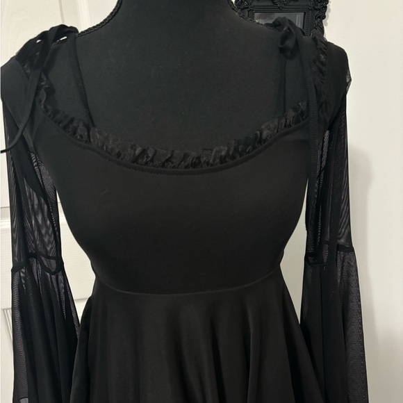 Dolls Kill / Widow Black Long Sleeve Handkerchief Hem Fairy Dress - Picture 3 of 6